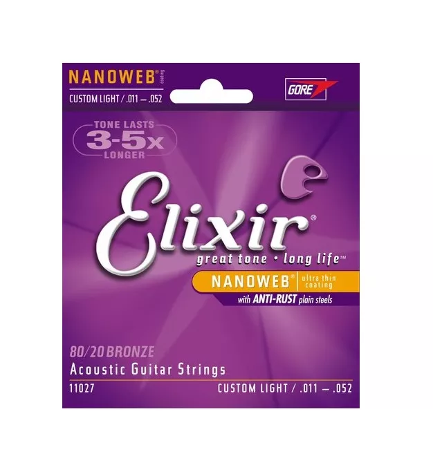 11 - 52 GAUGE LONG LIFE ELIXIR BRONZE ACOUSTIC GUITAR STRINGS LIGHT 11-52 – South Coast Music