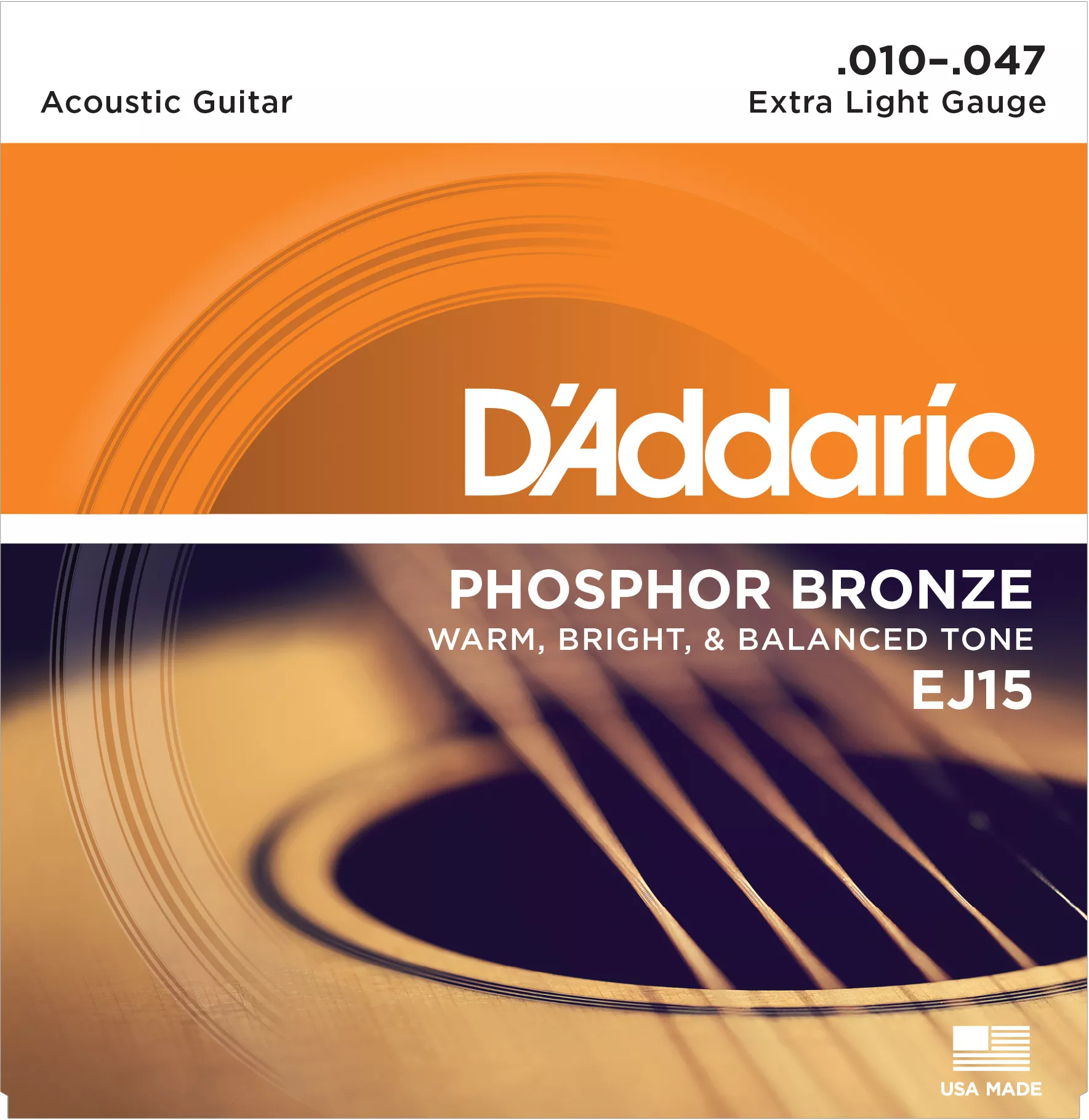 2 x sets DAddario EJ15 Acoustic Guitar Strings 10 to 47 Phosphor Bronze String Set – South Coast Music