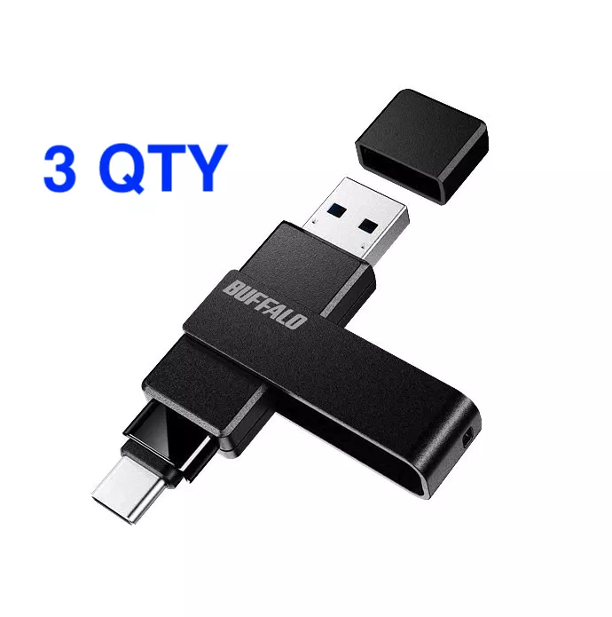 (3 QTY) BUFFALORUF3-ACR128G-BK