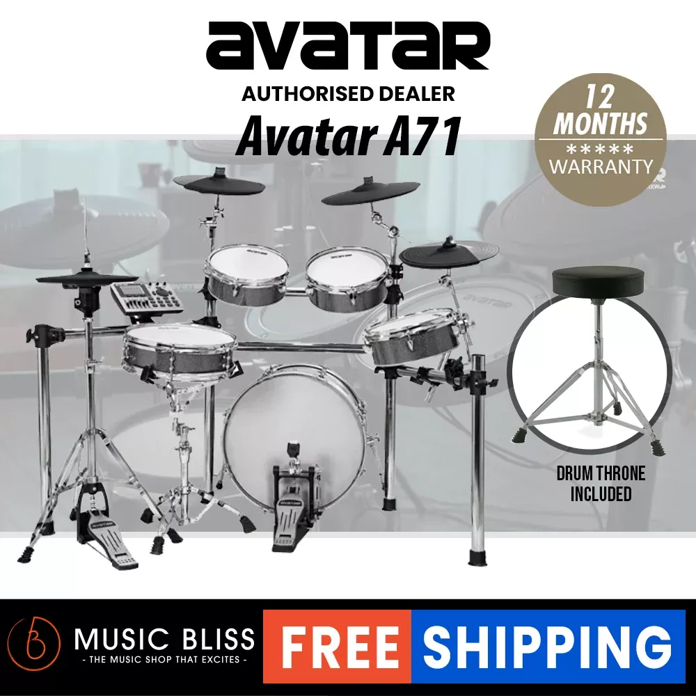 Avatar A71 9-Piece Mesh Kit Electric Drum Set (5pcs Drum Pad, 3pcs Cymbal Pad) with Drum Throne