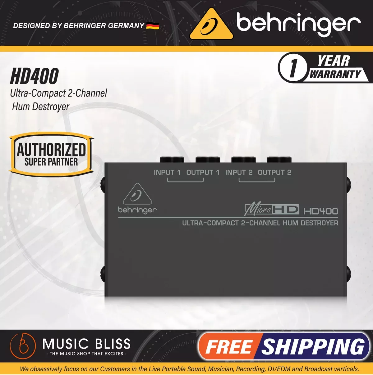 Behringer MicroHD HD400 2-channel Hum Destroyer and Direct Box
