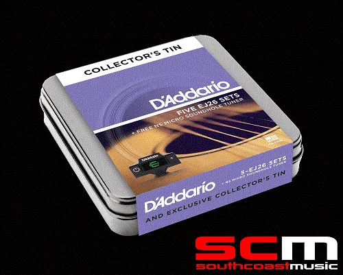 D'Addario EJ26-5DTUN 5 Sets Acoustic Guitar Strings 11-52 With Tuner With Tin – South Coast Music