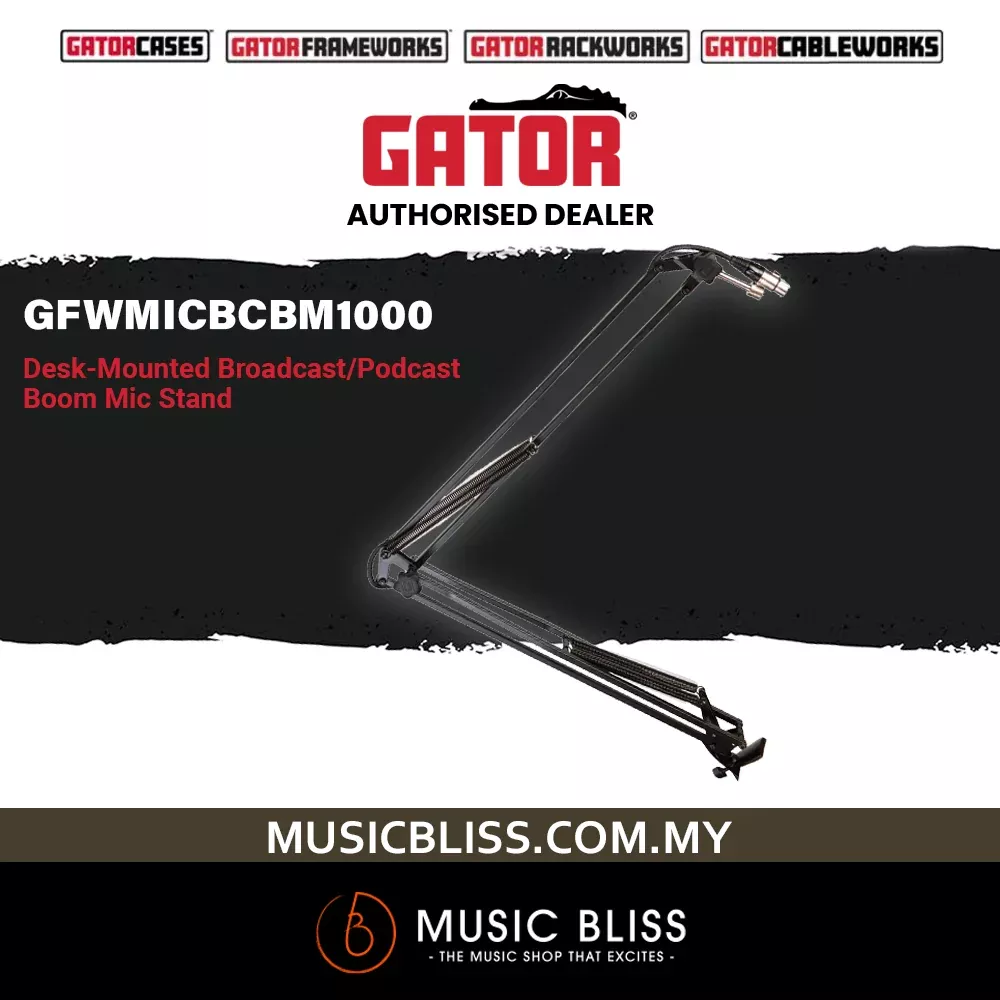 Gator Frameworks GFWMICBCBM1000 Desk-Mounted Broadcast Microphone Boom Stand for Shure SM7B, Shure MV7, Rode PodMic & Blue Yeti
