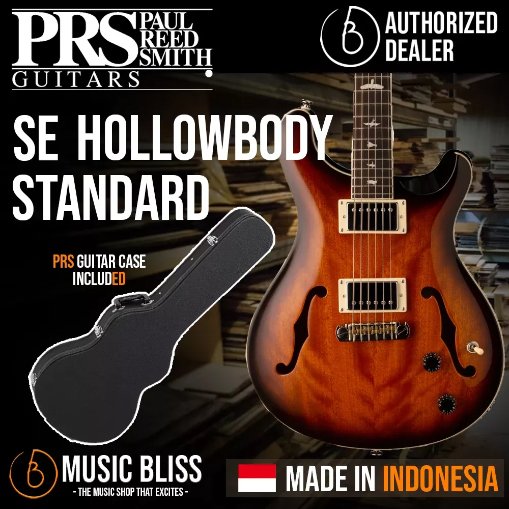 PRS SE Hollowbody Standard Electric Guitar with Case - McCarty Tobacco Sunburst (Made in Indonesia)