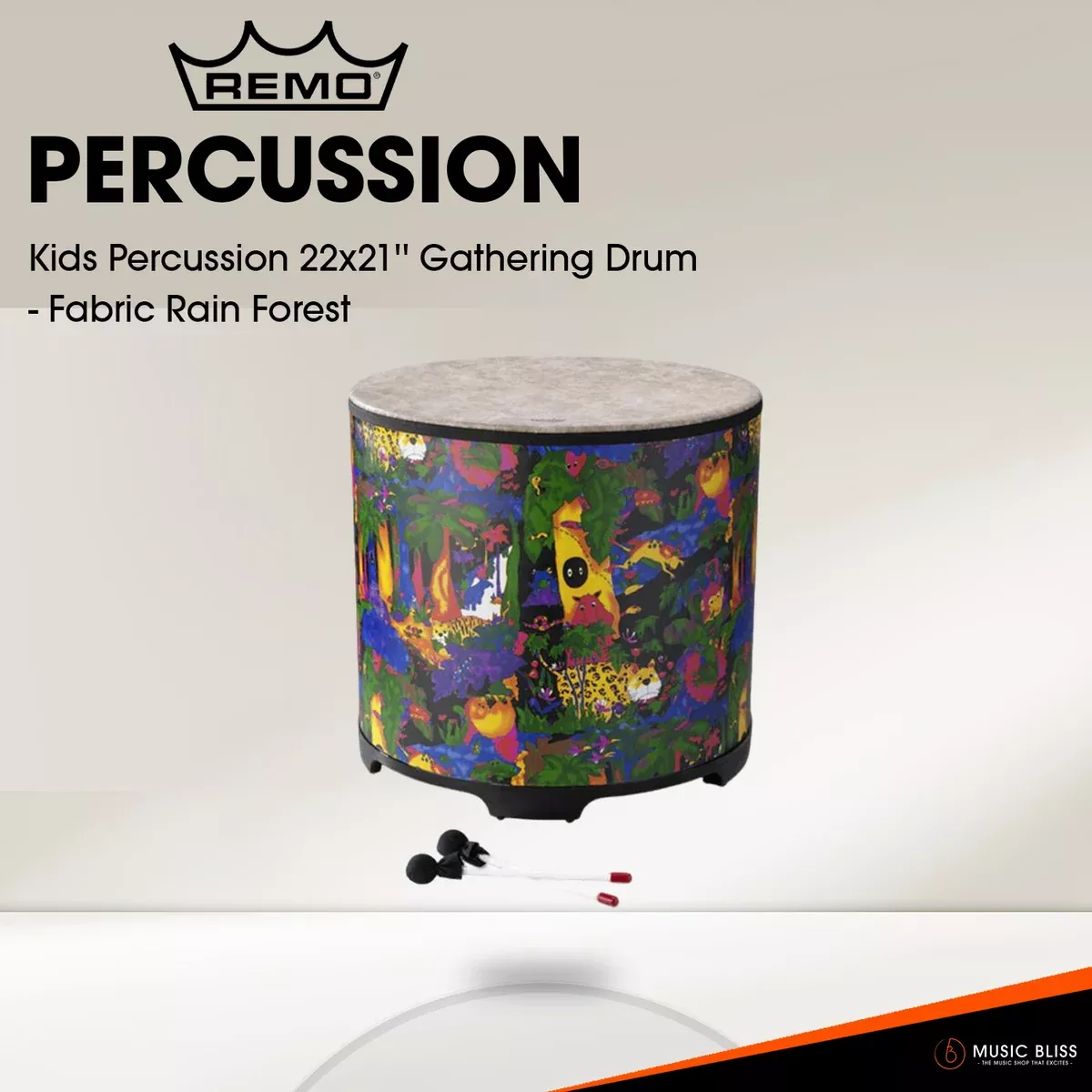 Remo Kids Percussion 22x21'' Gathering Drum - Fabric Rain Forest
