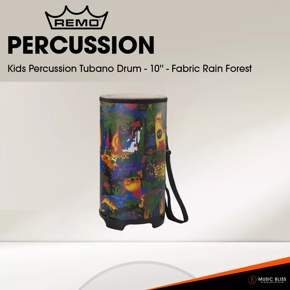 Remo Kids Percussion Tubano Drum - 10'' - Fabric Rain Forest