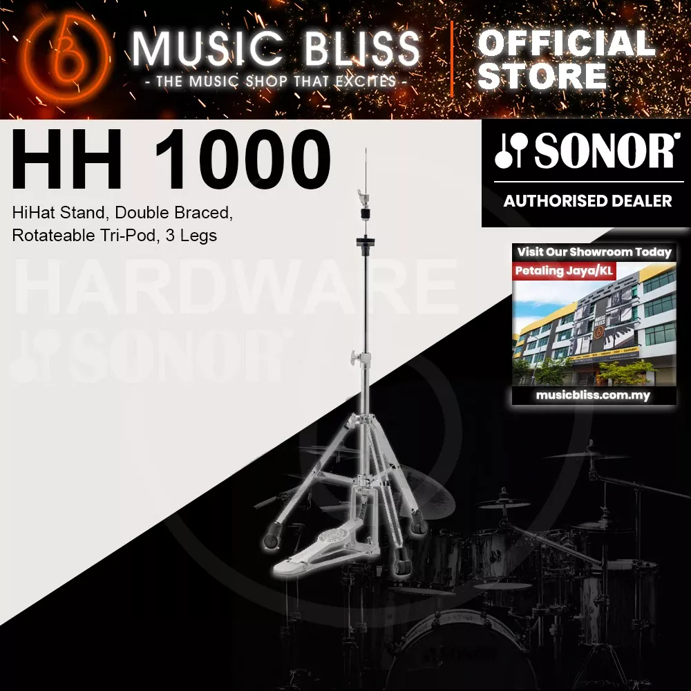 Sonor HH 1000 HiHat Stand, Double Braced, Rotateable Tri-Pod, 3 Legs