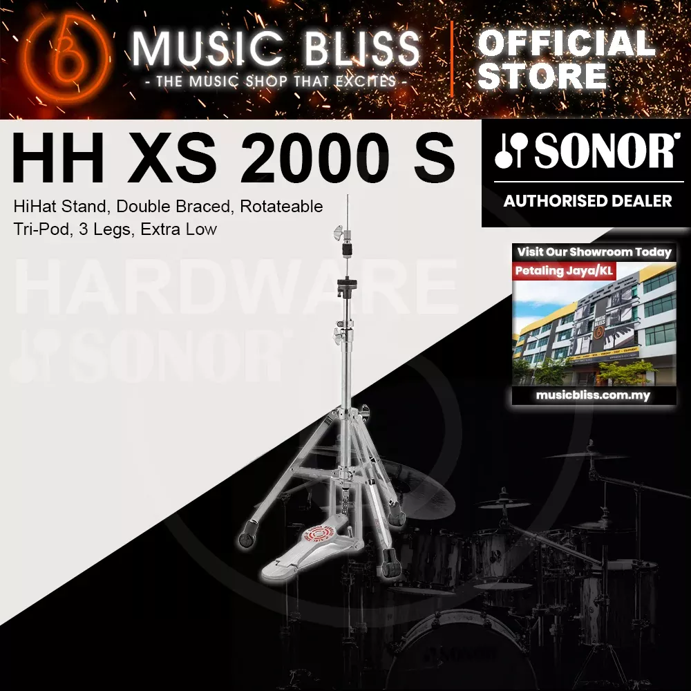 Sonor HH XS 2000 S HiHat Stand, Double Braced, Rotateable Tri-Pod, 3 Legs, Extra Low