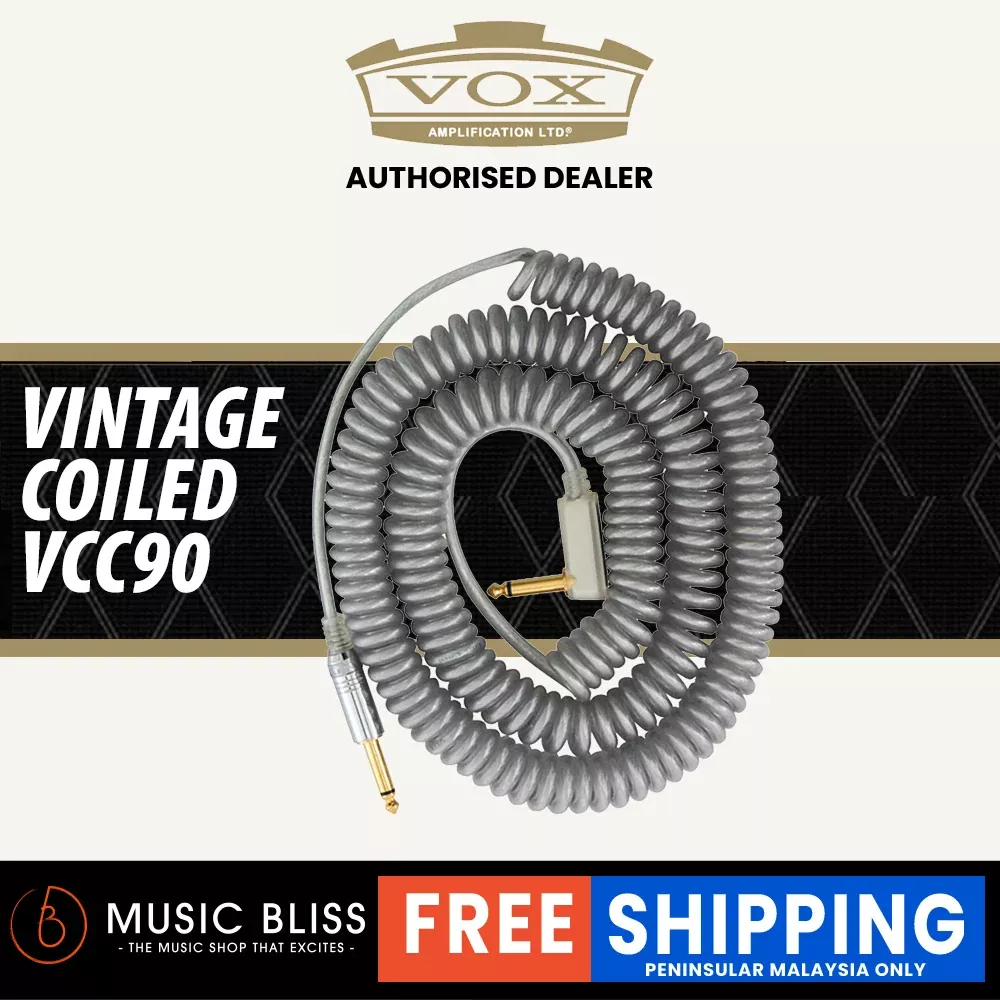 Vox VCC90 9M Vintage Coiled Guitar Cable - Silver